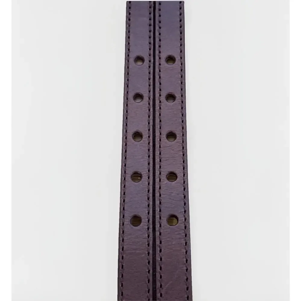 Michael Kors Womens Brown Leather Belt Size S 30-32 Double Prong Silver Buckle
